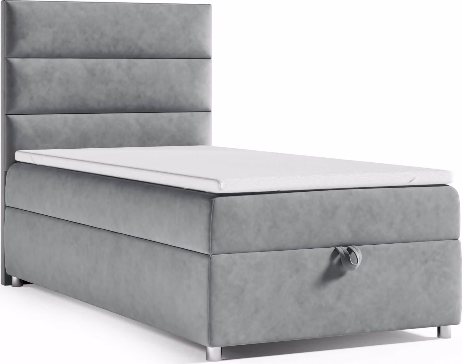 Best for Home Letto boxspring con contenitore Trinity K4-SINGLE 80x200 Materasso a molle Bonell incl. topper - Grigio