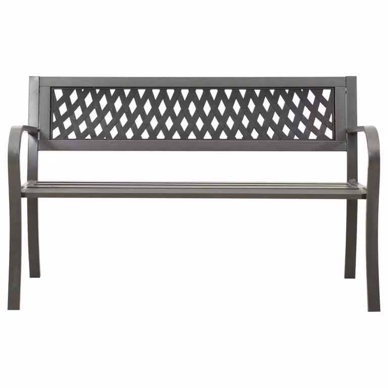Panchina da giardino 125 cm acciaio grigio