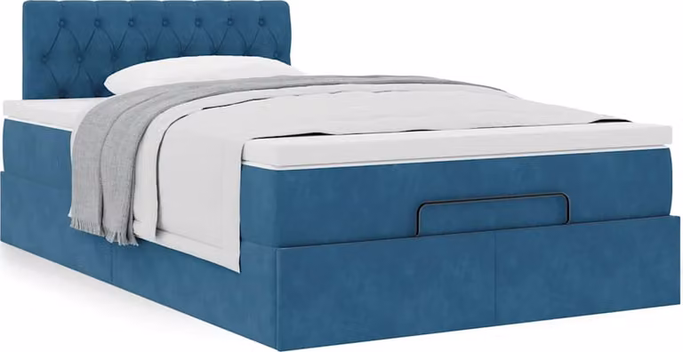 Maison Exclusive - Letto a pouf con materasso blu scuro 120x190 cm in velluto