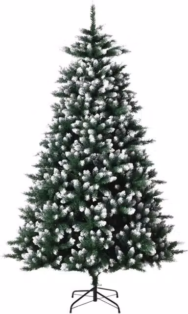 Albero di Natale Artificiale Realistico Zephmum Verde con Punte Bianche, Altezza: 210 cm