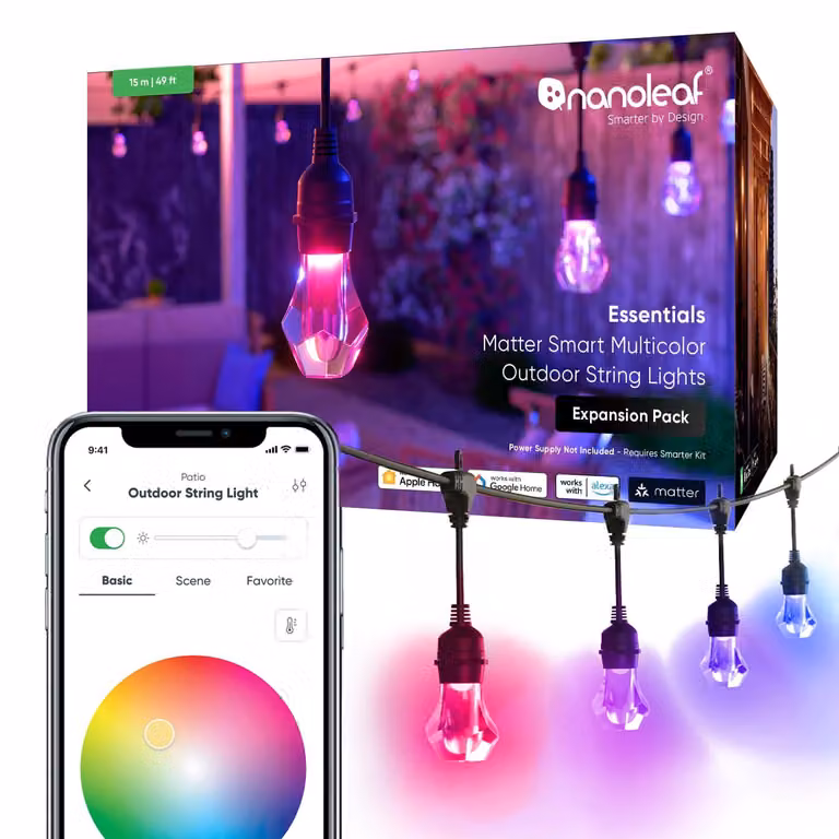 Kit di estensione LED per esterni, 15 metri, RGBICW, grado di protezione IP65, 20 lampade