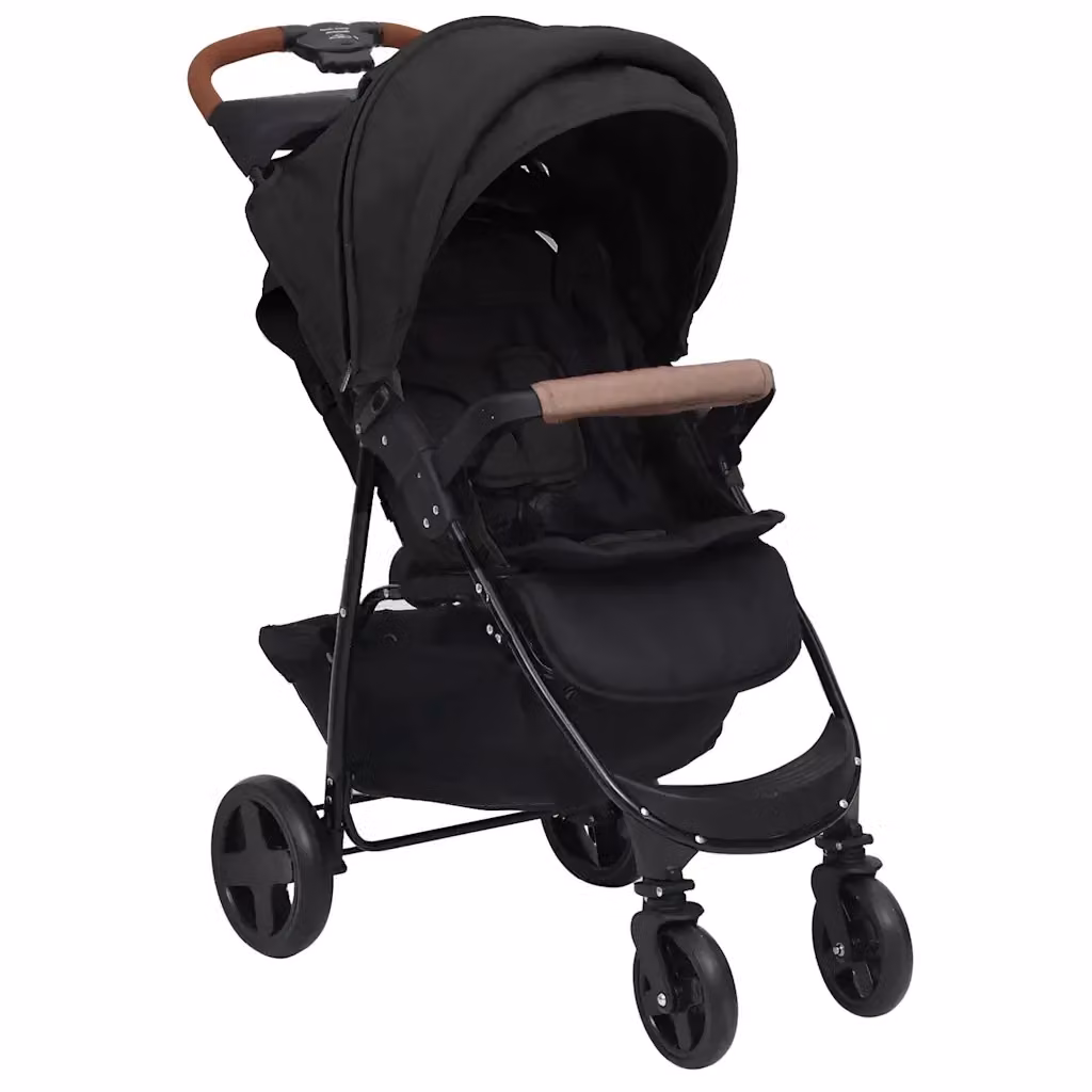 Passeggino 3 in 1 pieghevole vidaXL in antracite e nero con sedile sportivo e ovetto per neonato – 2