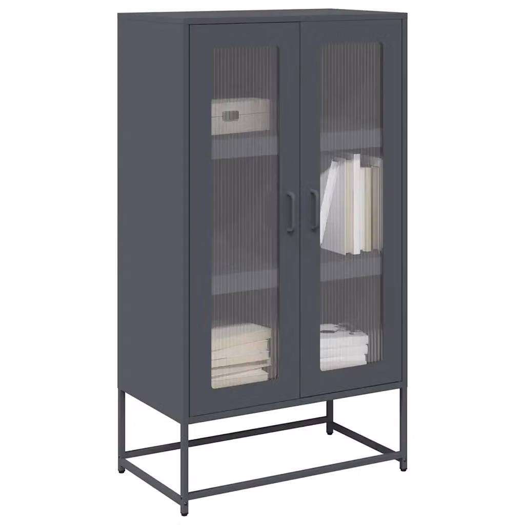 Credenza moderna in metallo antracite per sala da pranzo, modello a parete, L: 68 cm, P: 39 cm, H: 123 cm – 2