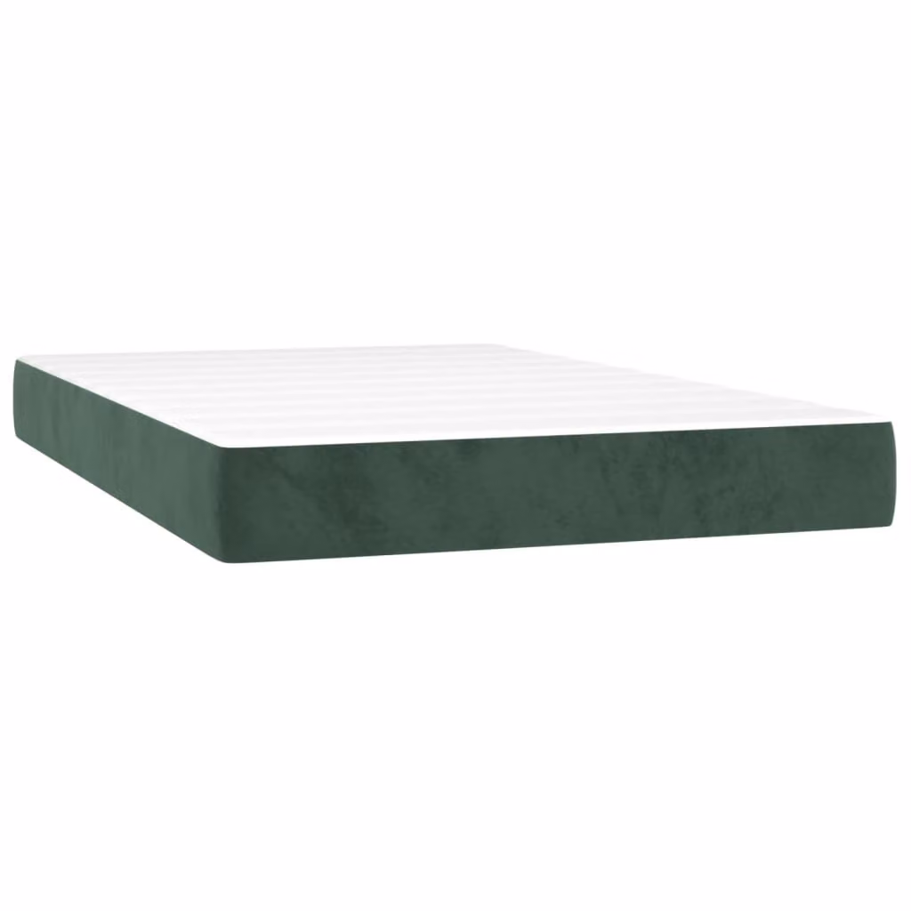 Materasso a Molle Insacchettate Rigidità Media Verde Scuro 120x220x20 cm in Velluto