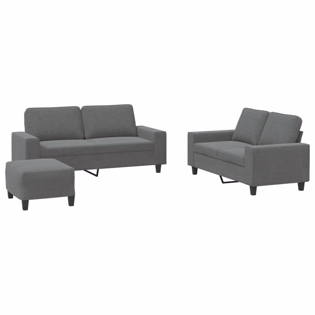 Set di Divani 3 pz Grigio Scuro in Tessuto