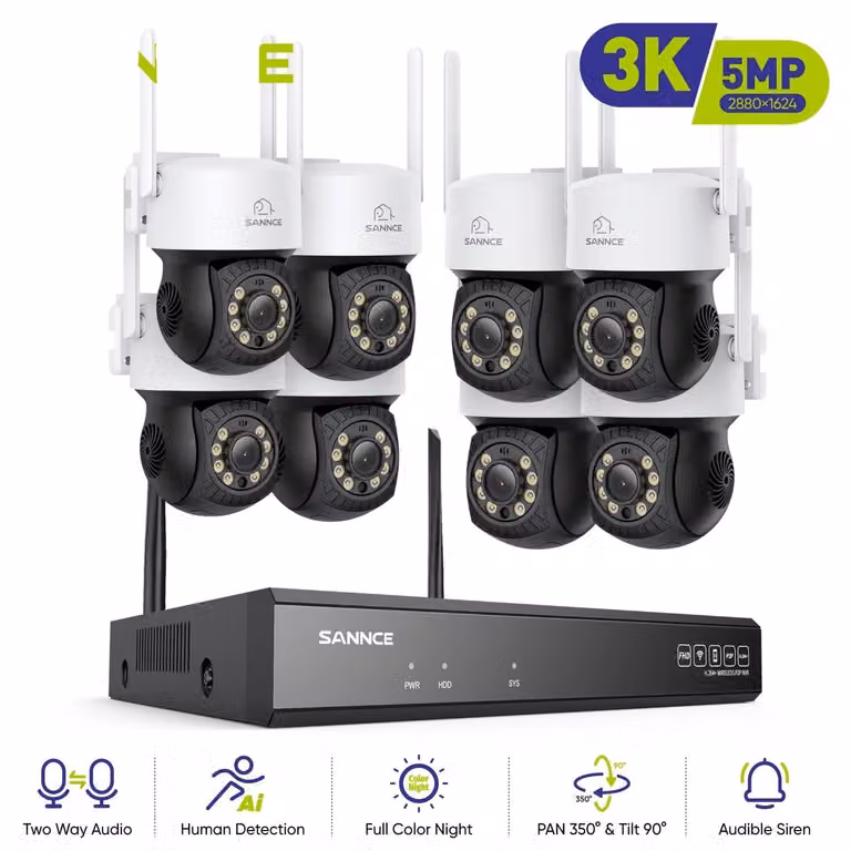 Sistema di sicurezza wireless - Kit di videosorveglianza - Sistema di telecamere - Telecamera di sicurezza - Registratore NVR