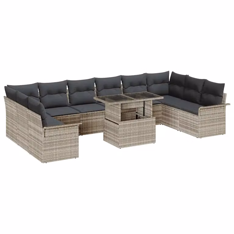 vidaXL Set Divano da Giardino Moderno a Forma di U con Tavolino da Caffè, 11 Pezzi, Grigio