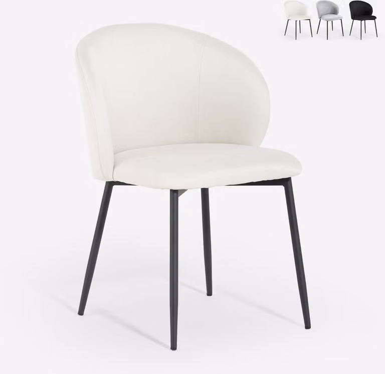 Sedia moderna per sala da pranzo e cucina in tessuto design Kadim - bianco