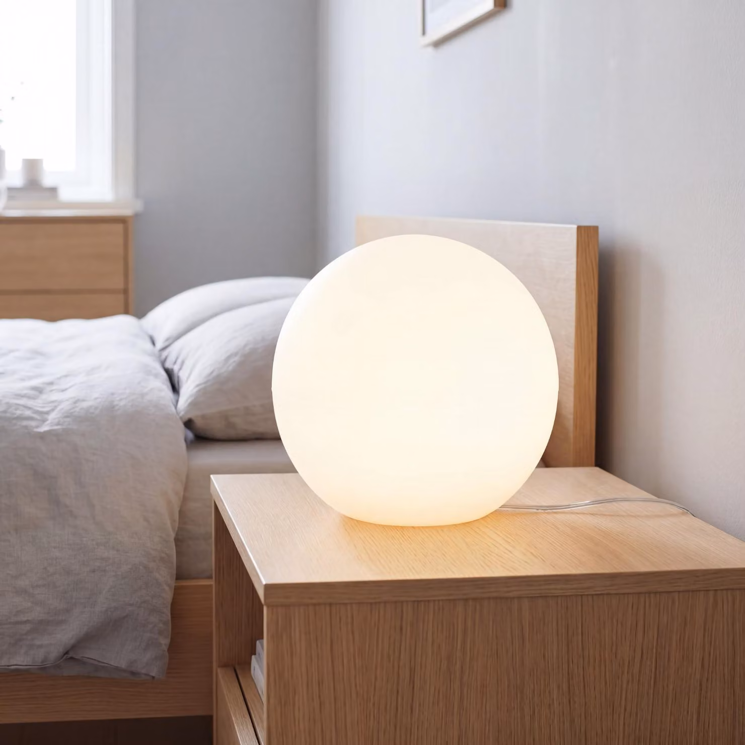 Lampada da tavolo rotonda Ø 30 cm H: 26,5 Bianco incl. E27 LED 2700 K bianco caldo cavo interruttore lampada a sfera lampada da tavolo interna