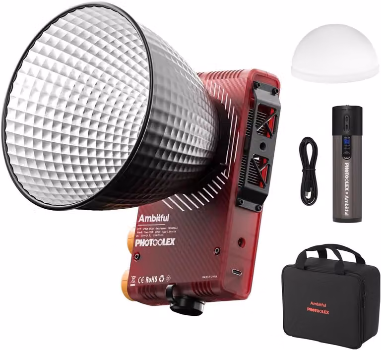 Lampada video a LED - Lampada COB portatile - Lampada per fotografia - Lampada per fotocamera - Lampada da studio - 100W, compatta