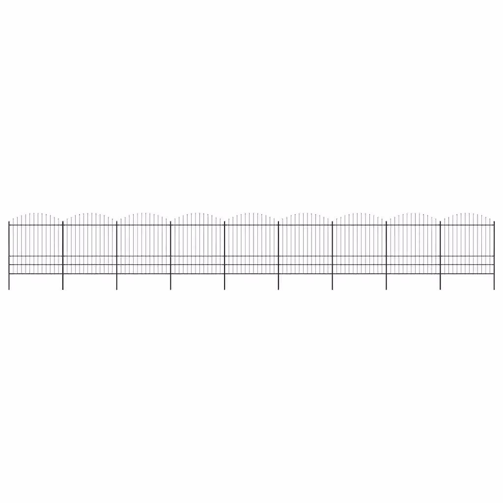 Recinzione da giardino vidaXL con punta a lancia in acciaio nero opaco L: 1506 cm, H: 200 cm