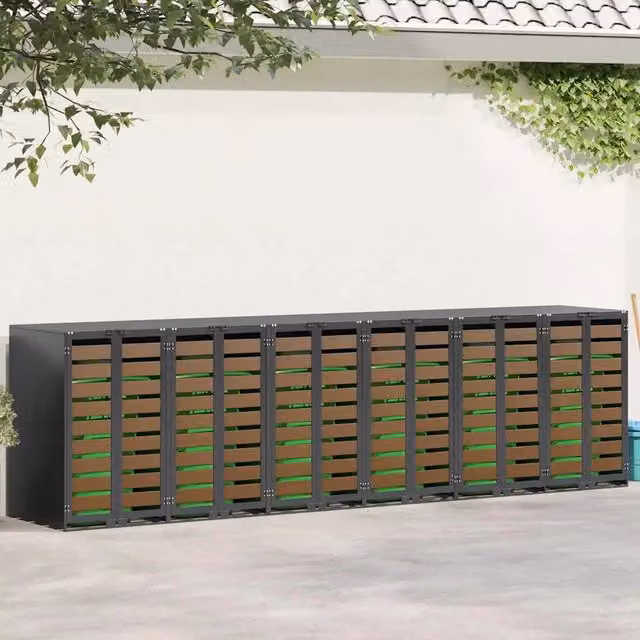 Contenitore per rifiuti vidaXL per 3 bidoni in acciaio colore antracite L 115,5 x P 77,5 cm