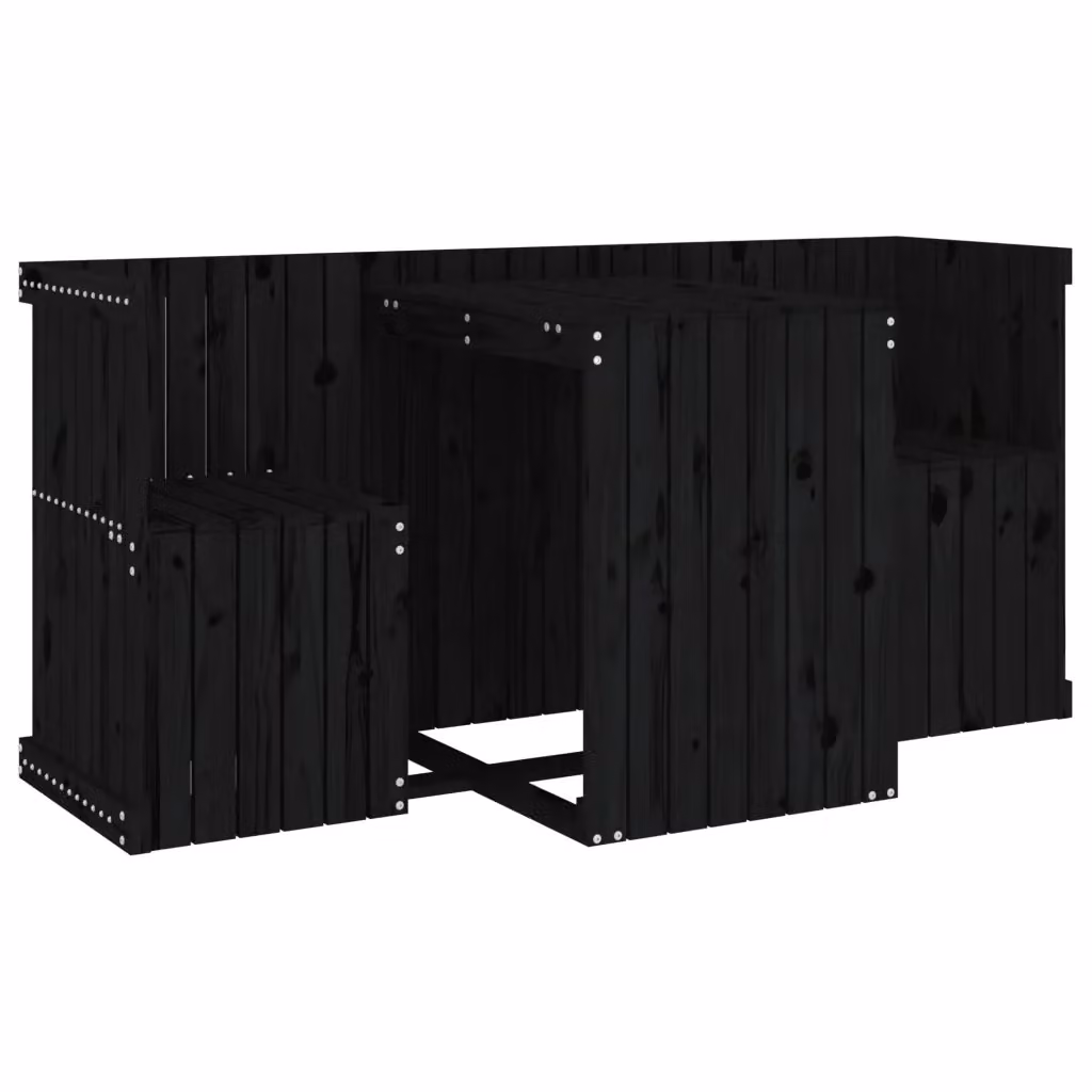 Set da balcone vidaXL per 2 persone in legno di pino nero stile rustico – 2