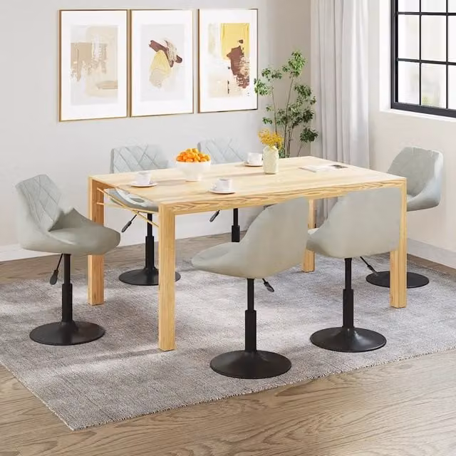 Sedie da Pranzo Girevoli 6 pz Grigio Chiaro in Velluto 3088802