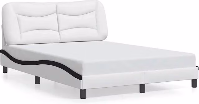 Letto matrimoniale | Letto per adulti | Giroletto senza Materasso Hvar Nero e Bianco 140x200 cm in Similpelle