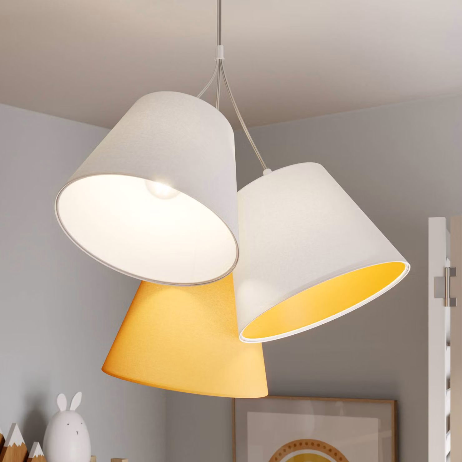 Lampada a sospensione Zsofia Maco Design, dimmerabile, Bianco / Opale, Soggiorno / Sala da pranzo, Tessuto / Stoffa / Seta, Giovanile, Lampada a sospensione
