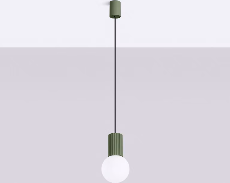 Lampada a sospensione SFERA verde oliva e bianco 1xG9x8W in alluminio, dimensioni: 120x12x12 cm, IP20, Pure Lume