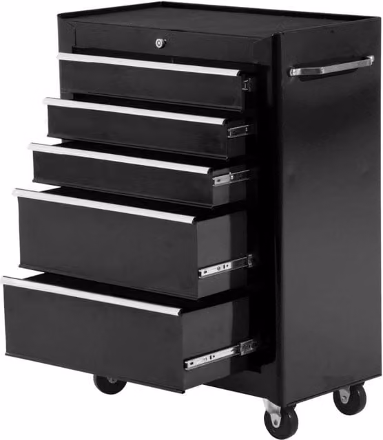 Carrello Porta Utensili con Cassettiera da Officina Benzoni in Acciaio Nero L: 61.5 cm, P: 33 cm, H: 85 cm