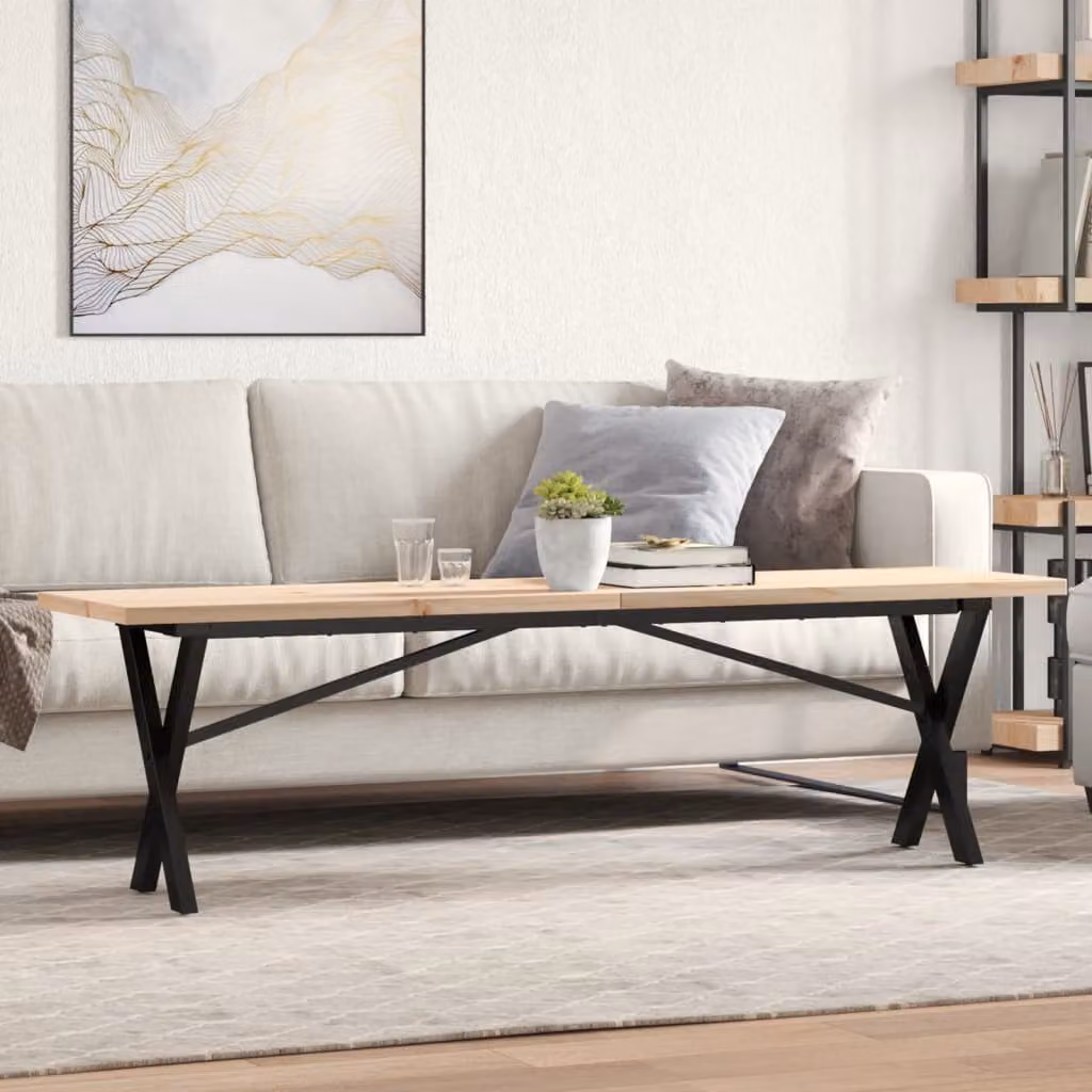 vidaXL Tavolino da Salotto Rettangolare in Legno di Pino e Acciaio, Colore Marrone, L 160 x P 40 x H 45,5 cm