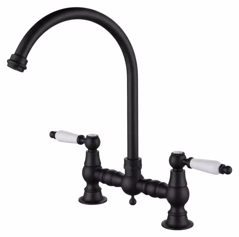Miscelatore da cucina in stile retrò, modello "Nostalgische Brücke", colore nero, serie "Heritage Manor", marca Aquanello