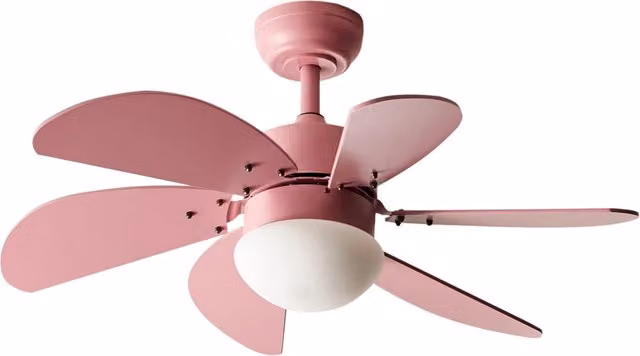 Ventilatore da soffitto con luce LED BELIANI rosa in plastica e legno con telecomando e timer per soggiorno e camera da letto