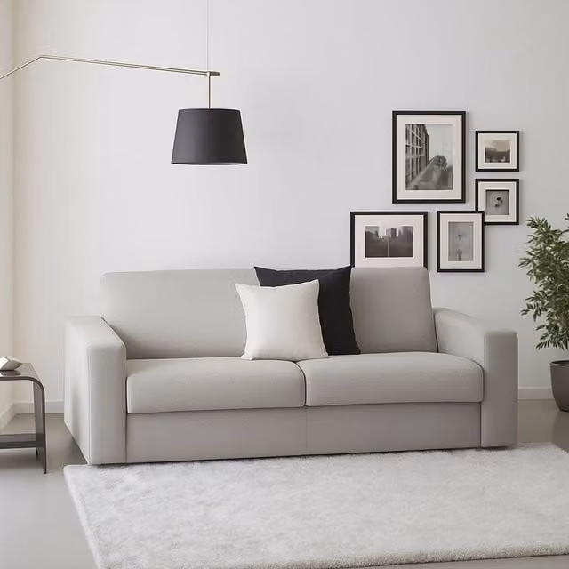 Divano a 2 posti Cianite TALAMO ITALIA, Sofà moderno in tessuto Grigio con braccioli slim, L: 180 cm, H: 90 cm, P: 95 cm – 1