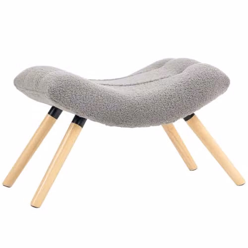 HOMCOM Sgabello imbottito gambe legno poggiapiedi Grigio Chiaro