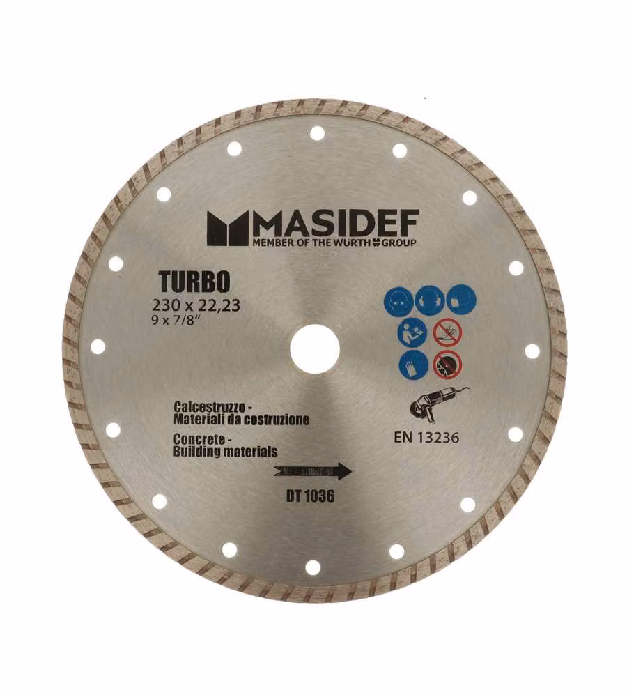 Disco da taglio 230X2,8mm turbo diamantato con corona a lama scanalata per calcestruzzo