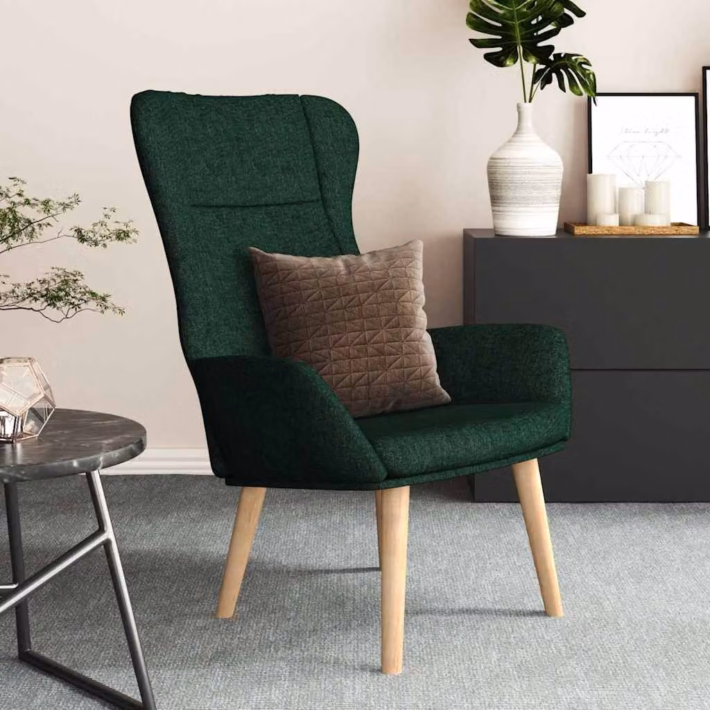 vidaXL Poltrona Relax Verde con Braccioli in Tessuto e Struttura in Legno e Metallo