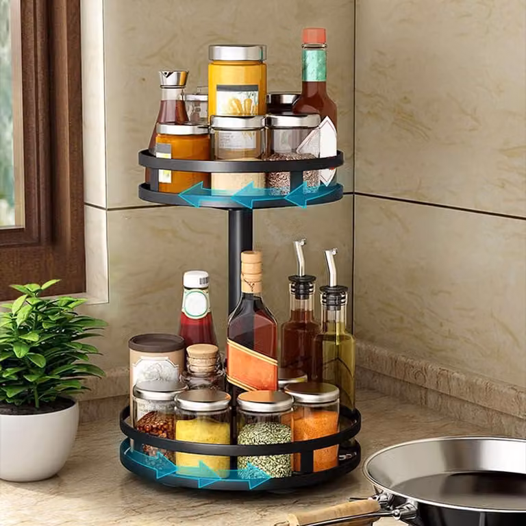 Omgoods - Organizzatore girevole a due livelli per spezie, ideale per la cucina