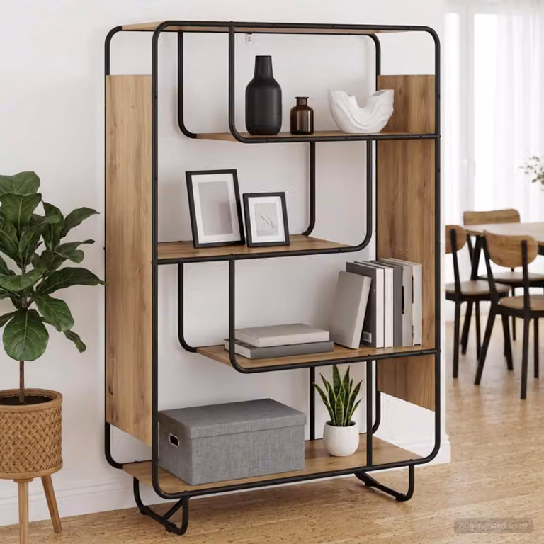 Credenza in stile industriale vidaXL in legno e metallo marrone L: 93.5 cm, P: 37.5 cm, H: 144 cm