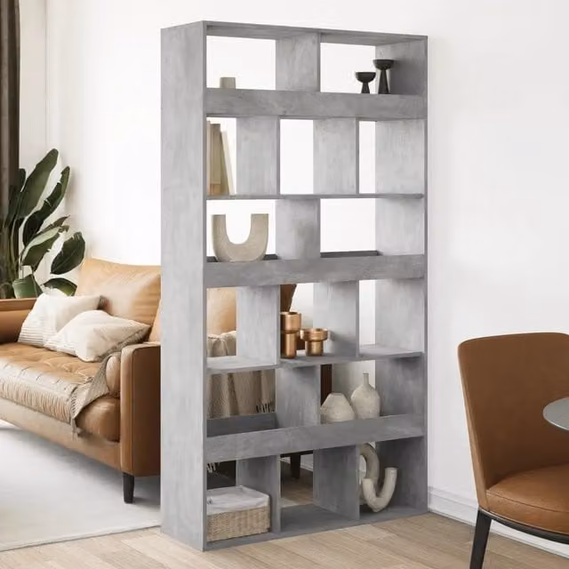 Libreria moderna vidaXL in MDF grigio opaco, L 100 cm x P 33 cm x H 187,5 cm