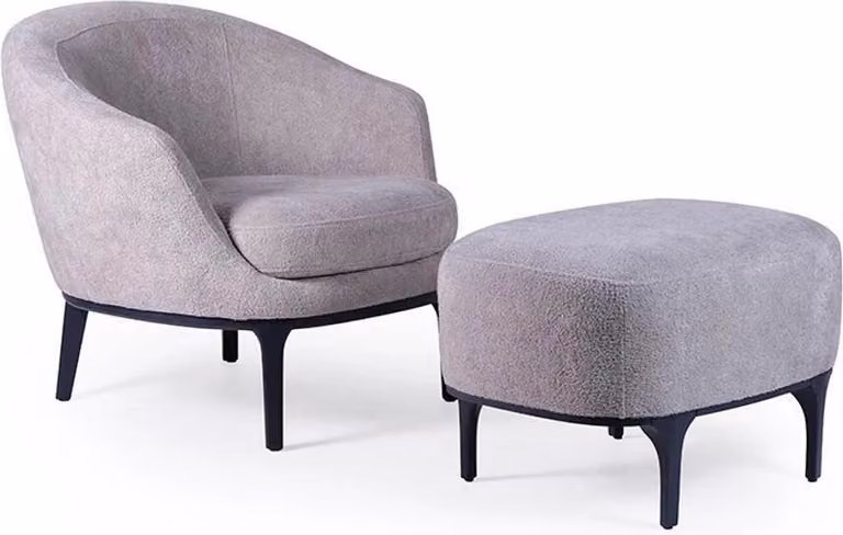 Wohnzimmer Set 2tlg Sessel mit Hocker Designer Modern Polstermöbel