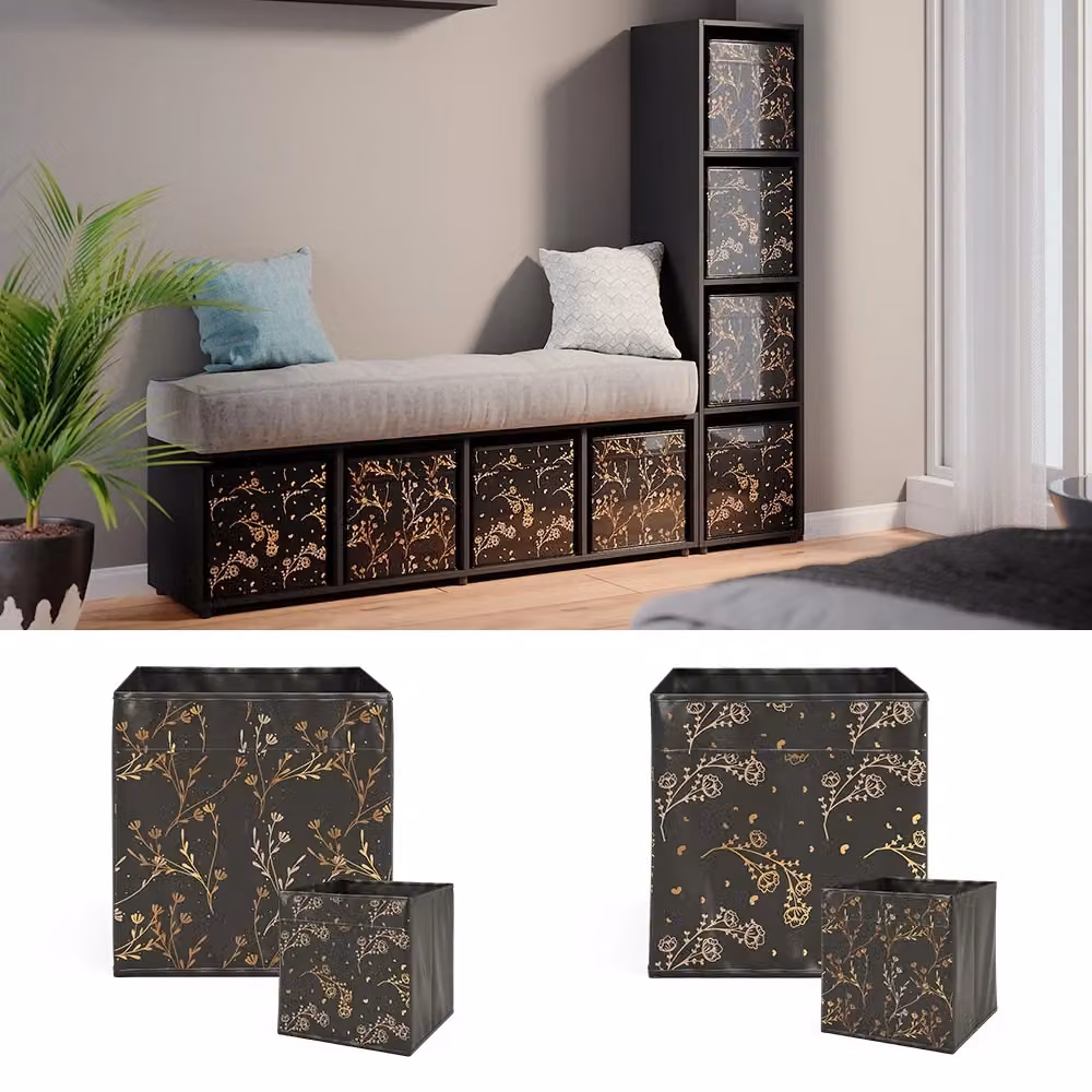 Scaffale Ludus Vicco Nero con 2 scatole pieghevoli H: 142.5 cm, P: 36.2 cm, L: 33.0 cm – 2