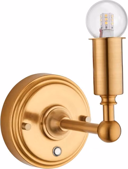 Applique LED ricaricabile Endon in ottone antico con dimmer e vetro trasparente