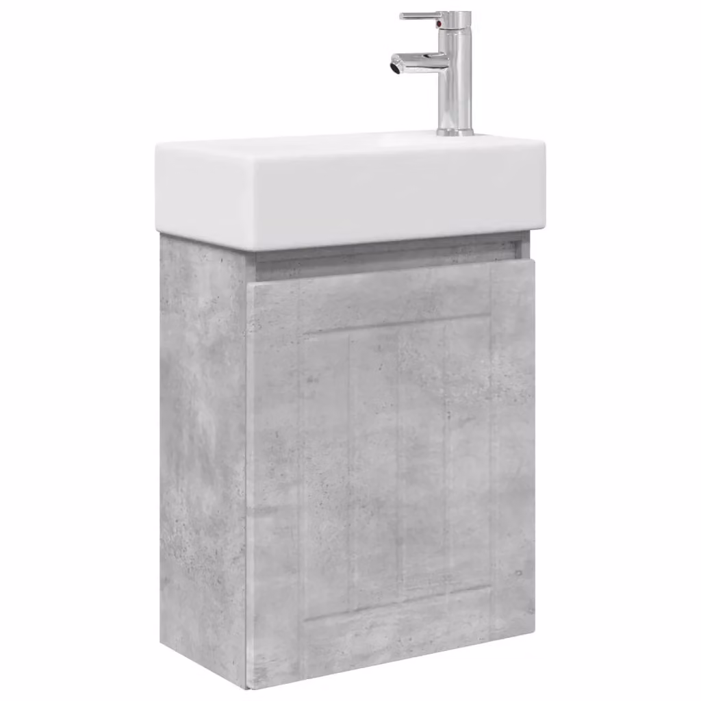 Mobile bagno moderno vidaXL con rubinetto, sospeso, Grigio e Bianco, L/P/H: 45,5 x 25,5 x 84 cm – 2