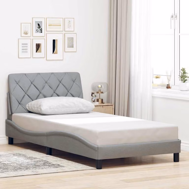 vidaXL Giroletto senza Materasso in Tessuto Grigio 100x200 cm