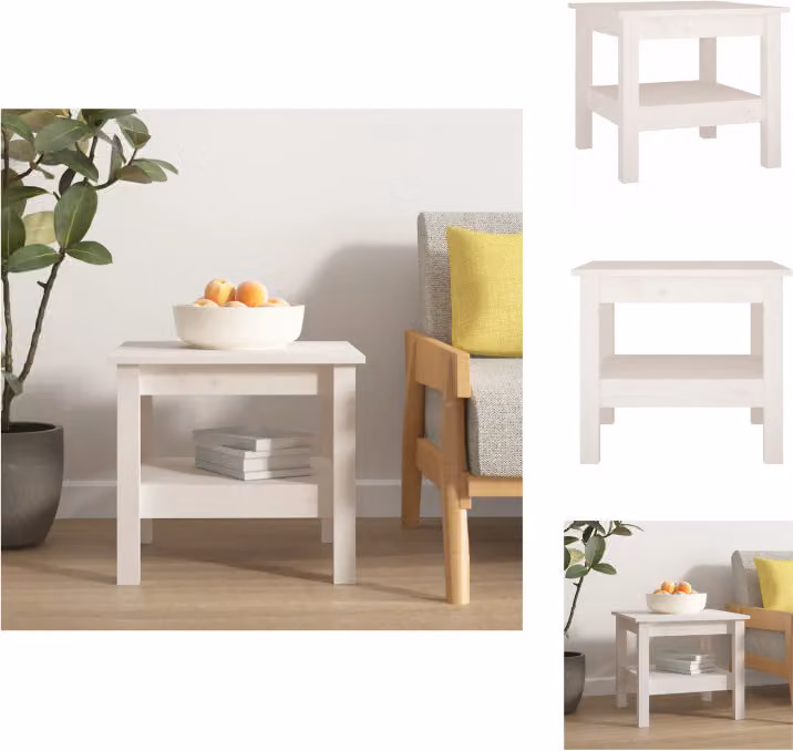 vidaXL Tavolino bianco 45x45x40 cm in legno di pino massiccio - Tavolini da caffè