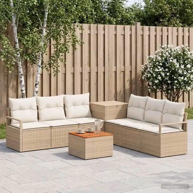 Set di divani 8 pz Beige e Bianco Crema 55 x 55 x 37 cm 3448180