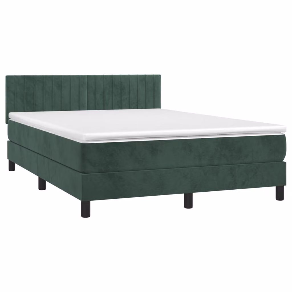 Giroletto a Molle con Materasso Verde Scuro 140x200 cm Velluto