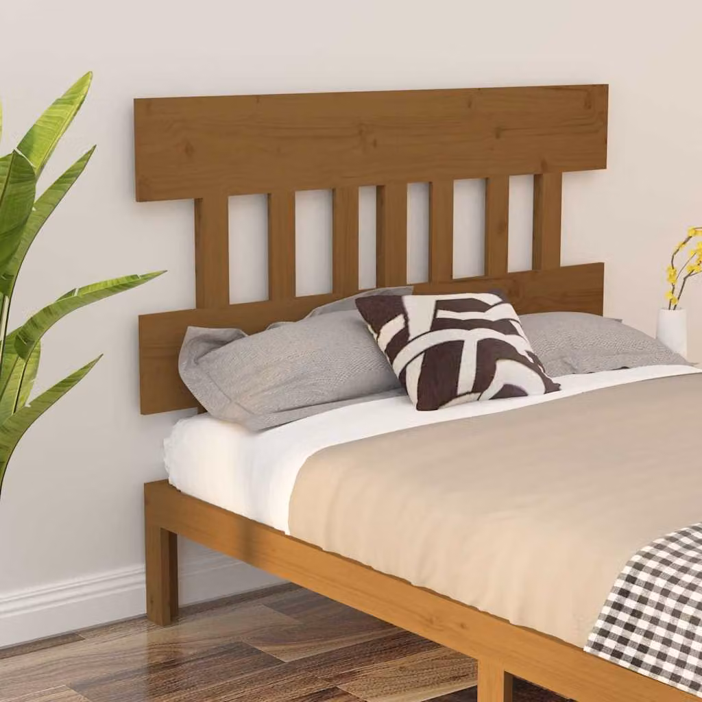 Testiera per letto vidaXL in legno massello di pino, colore marrone, L 183,5 x P 3 x H 81 cm