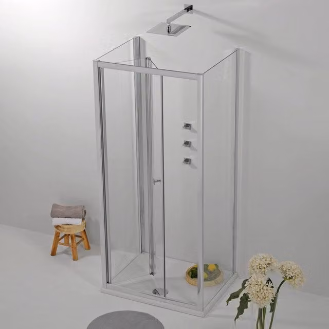 Box Doccia 3 Lati 80x80x80 cm a Libro Cristallo Trasparente 6 mm