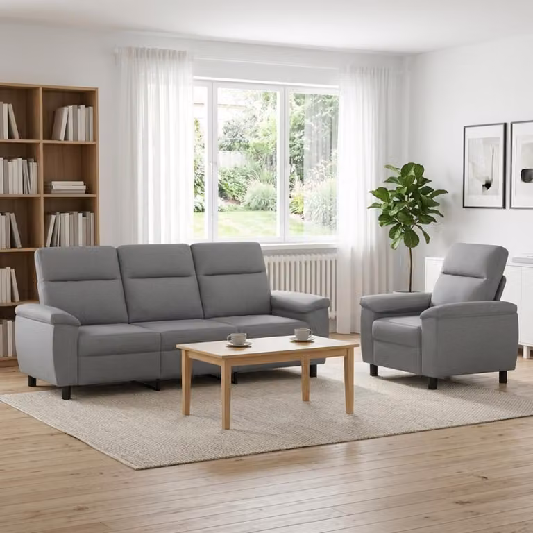 Set di 2 divani moderni vidaXL in tessuto grigio con struttura in metallo per il tuo soggiorno