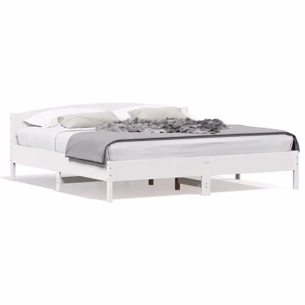 vidaXL Giroletto in legno massello di pino bianco con doghe piatte L: 180 cm, P: 200 cm – 2
