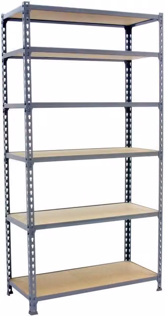 Scaffale in metallo e legno Simon Rack con 6 ripiani, colore grigio, L 120 cm x P 50 cm x H 250 cm