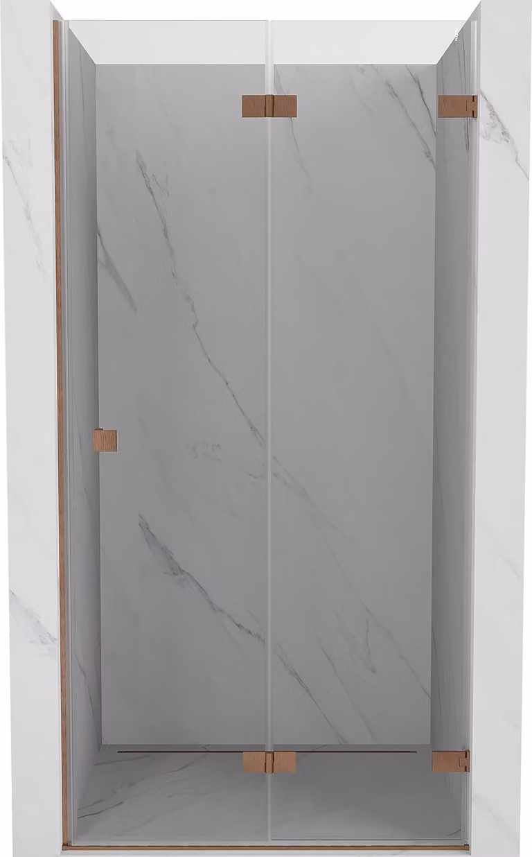 Mexen Lunar-F porta doccia pieghevole destra 55 cm, trasparente, rame spazzolato - 836-055-000-65-00-P