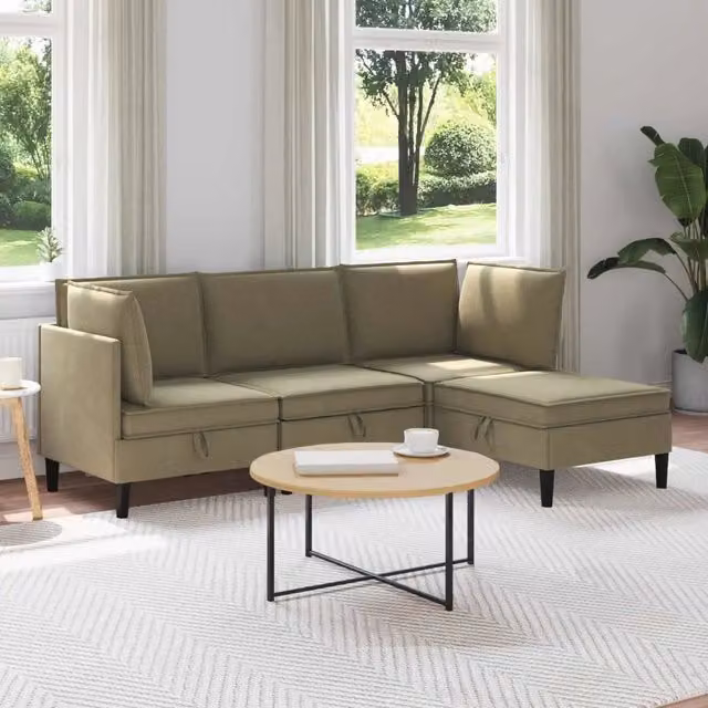 Set di mobili per il soggiorno 4 pz Cachi Tessuto 3413795