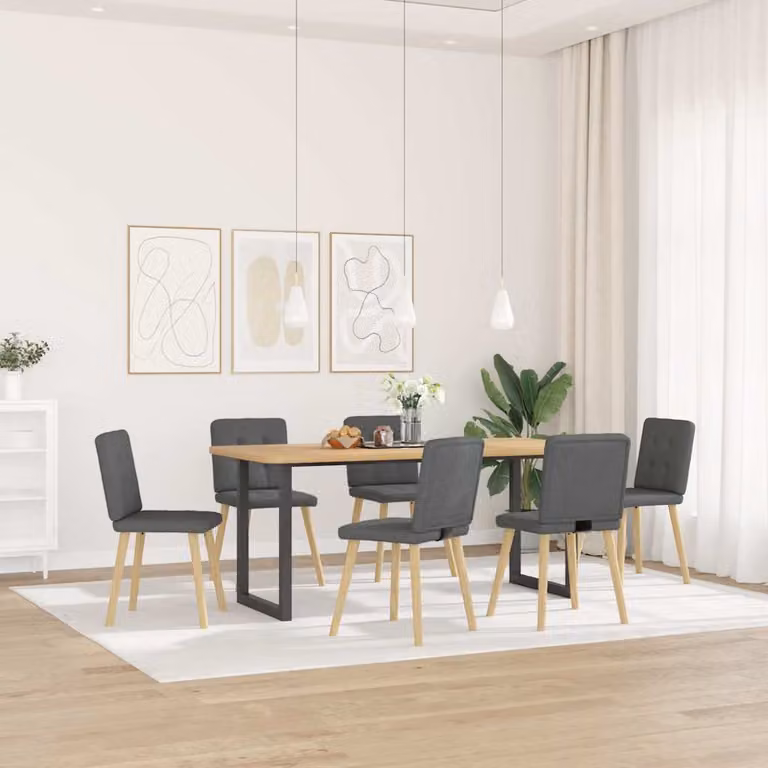Sedie da Pranzo 6 pz Grigio Scuro in Tessuto