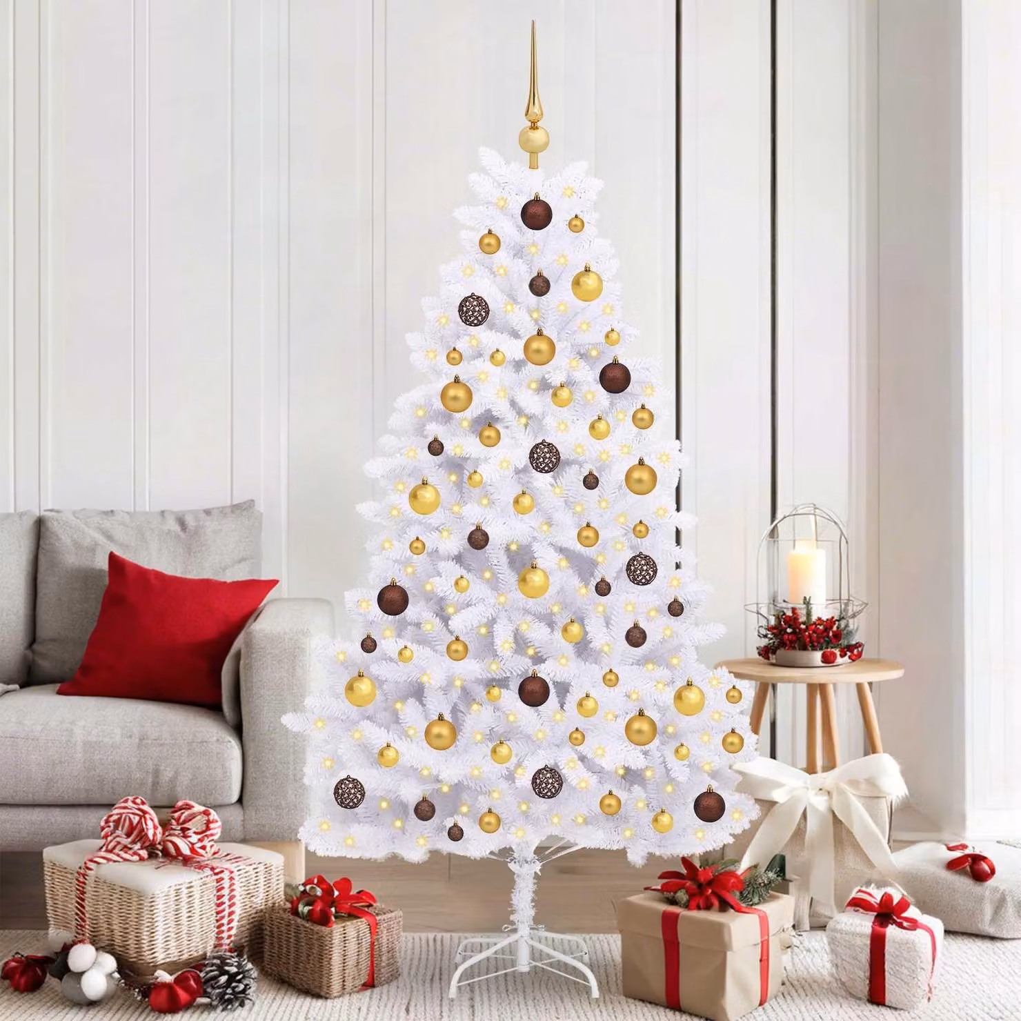 Maison Exclusive - Albero di Natale artificiale, 180 cm, PVC e acciaio, colore bianco