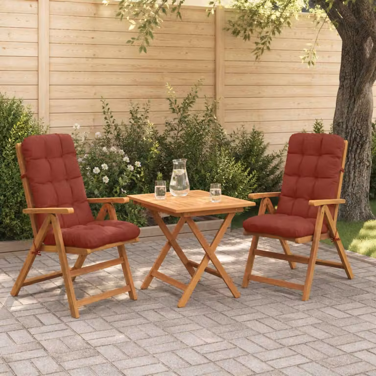 Set di 2 cuscini per sedia alta vidaXL VIANEN rossi in poliestere con rivestimento rimovibile e resistente ai raggi UV